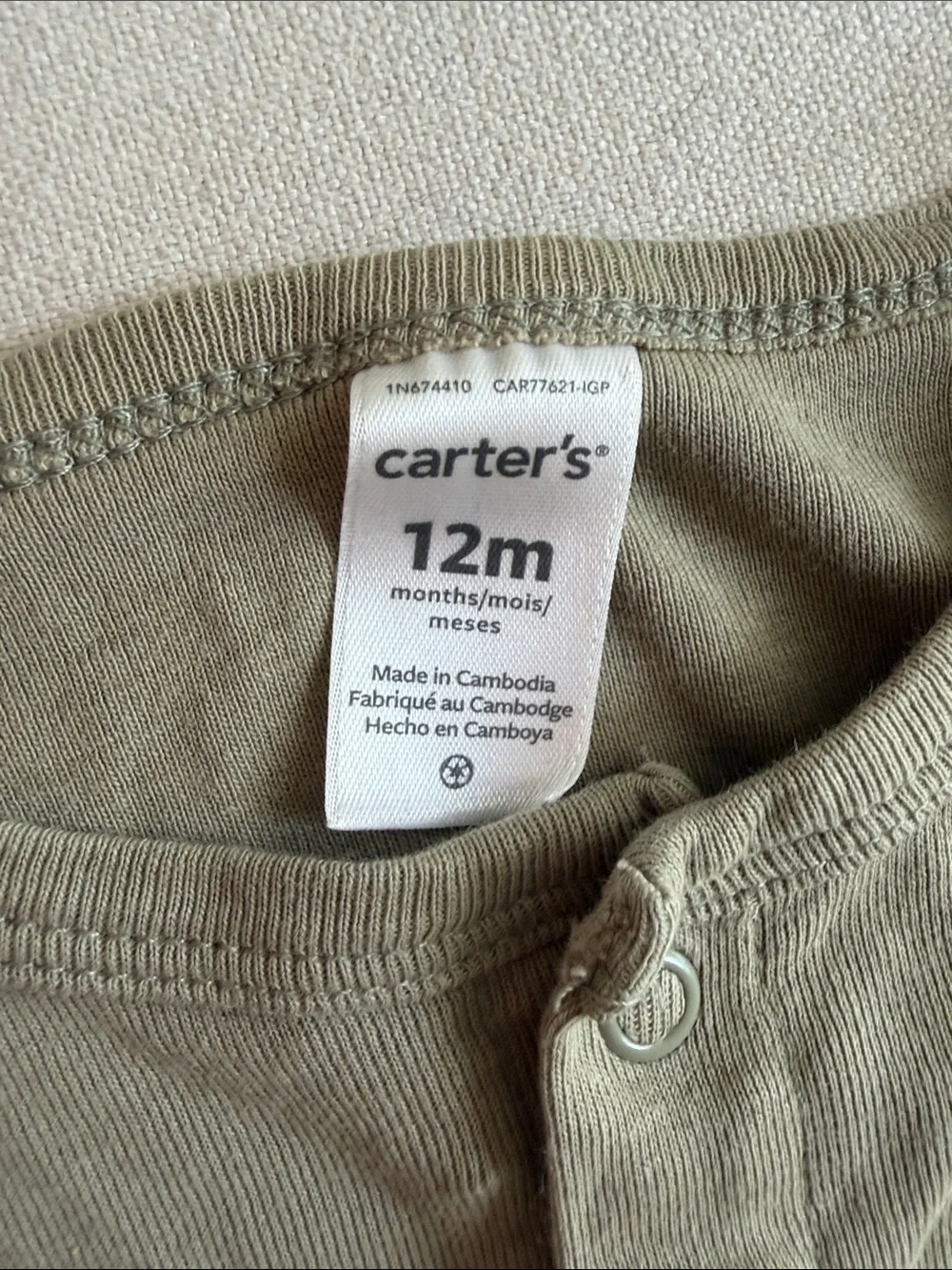 Carter's Olive Green Cardigan & Light Gray Bunny Hooded Zip Jacket Set
